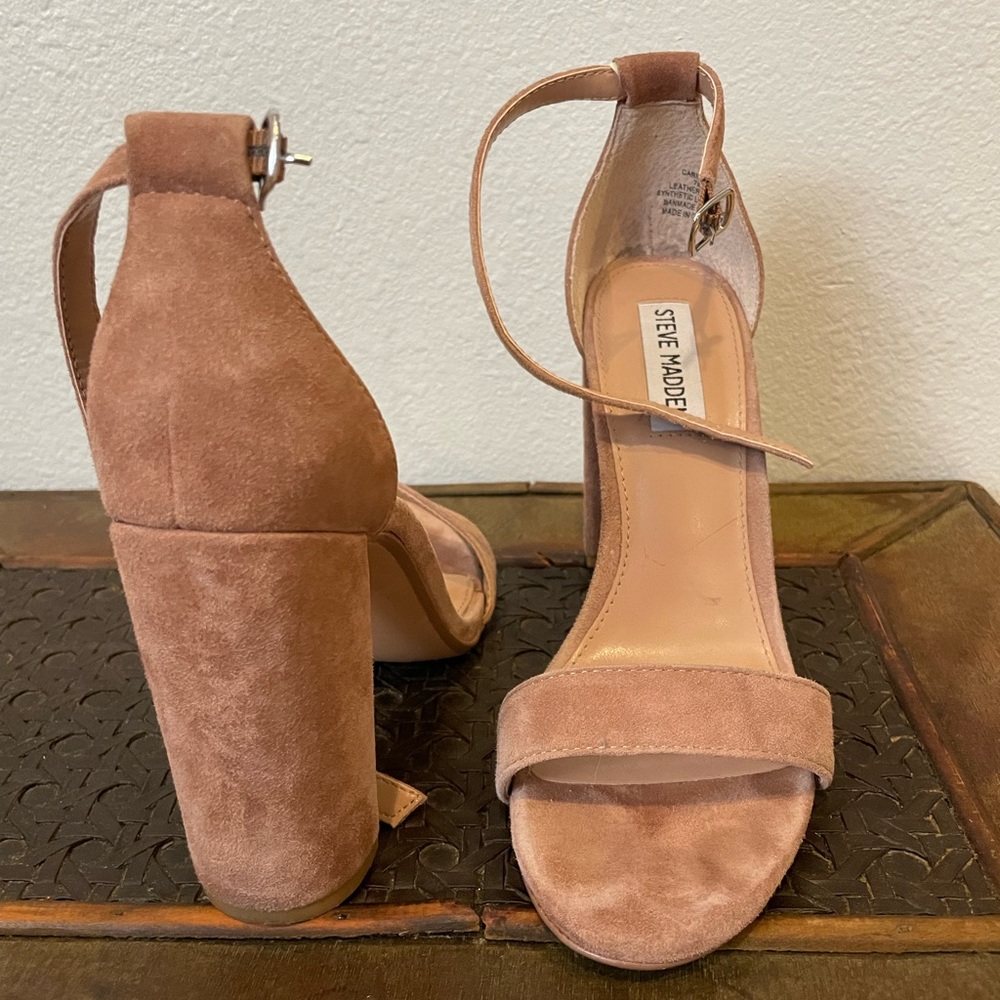 Suede desert rose heels